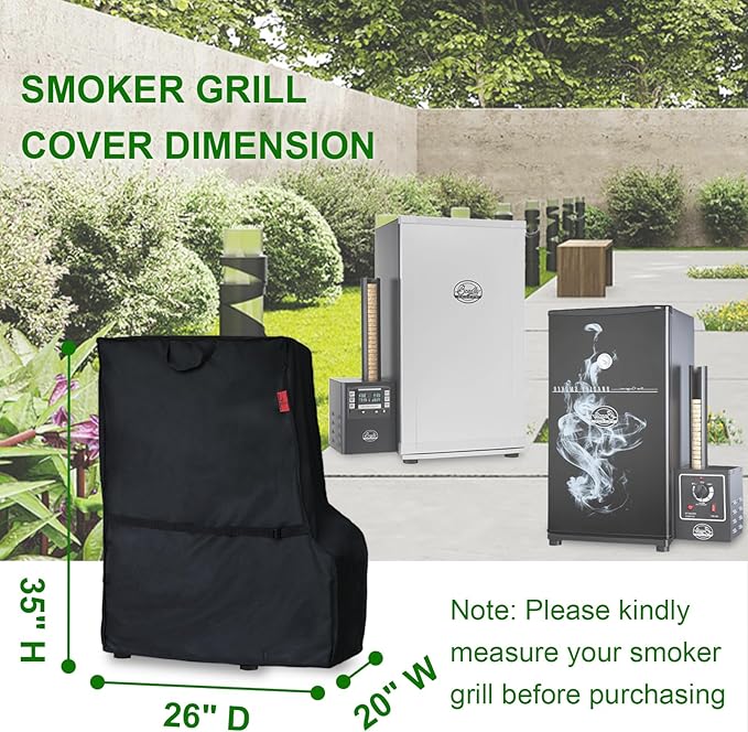 Smoker Cover Fits Bradley Smoker BS611 & BTDS76P 4-Rack Outdoor Natrual Draft Digital Vertical Smoker(Compared to Bradley 990025), Cover Geny Heavy Duty Waterproof Outdoor Cover (26"W x 20"D x 35"H)