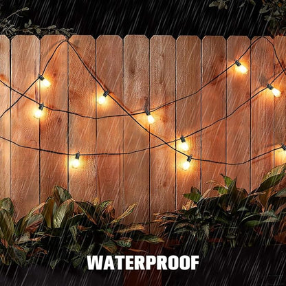 60FT Solar String Lights Outdoor Waterproof with Remote,Shatterproof ST38 20 LED Bulbs,2700K Dimmable Solar Lights Outdoor,Outside Hanging Lights for Patio,Garden,Camping,Deck,Backyard Decor