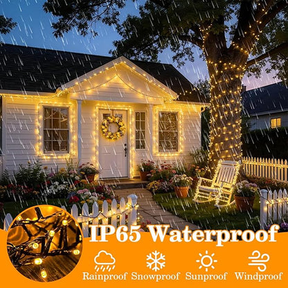 66FT 200 LED Connectable Christmas Tree Lights, End-to-End Plug 8 Modes Indoor Lights with Timer, Outdoor Indoor Fairy Lights Christmas Tree, Patio, Garden, Party, Wedding, Holiday (Warm White)