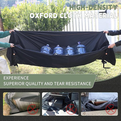 Patio Furniture Set Covers Waterproof, Outdoor Sectional Sofa Couch Set Covers Waterproof, Garden Dining Table Chair Set Cover Outside Rectangular Heavy Duty Weatherproof 85" L x 55" W x 28" H Black