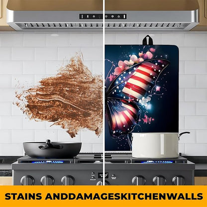 Patriotic Stove Top Cover, Heat Resistant Electric Stove Protector Mat, Large Diatomite Kitchen Counter Mat, Independence Day Decor American Flag Kitchen Accessory (butterfly-2, 28x20 Inch)