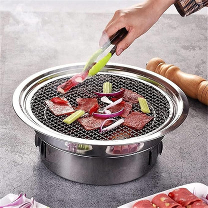 Camping Barbecue Grill Outdoor Charcoal Grills Stainless Steel Charcoal Barbecue Grill Round Portable Grill for Camping Barbecue Charcoal Grill(40cm)