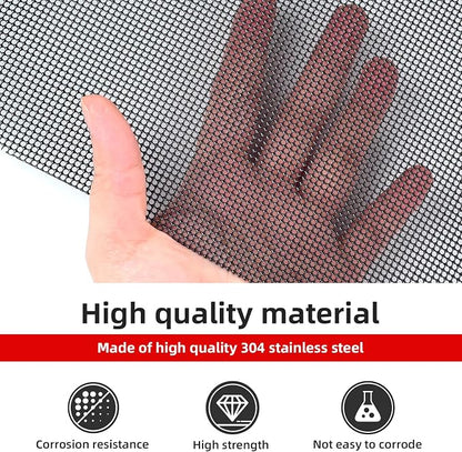 AggAuto Universal 40"x13" Car Grill Mesh 1mm Round Hole Black | PVC Coated Stainless Steel Automotive Grille Insert Bumper, One of the Most Multifunctional Shape Grids 100x33cm