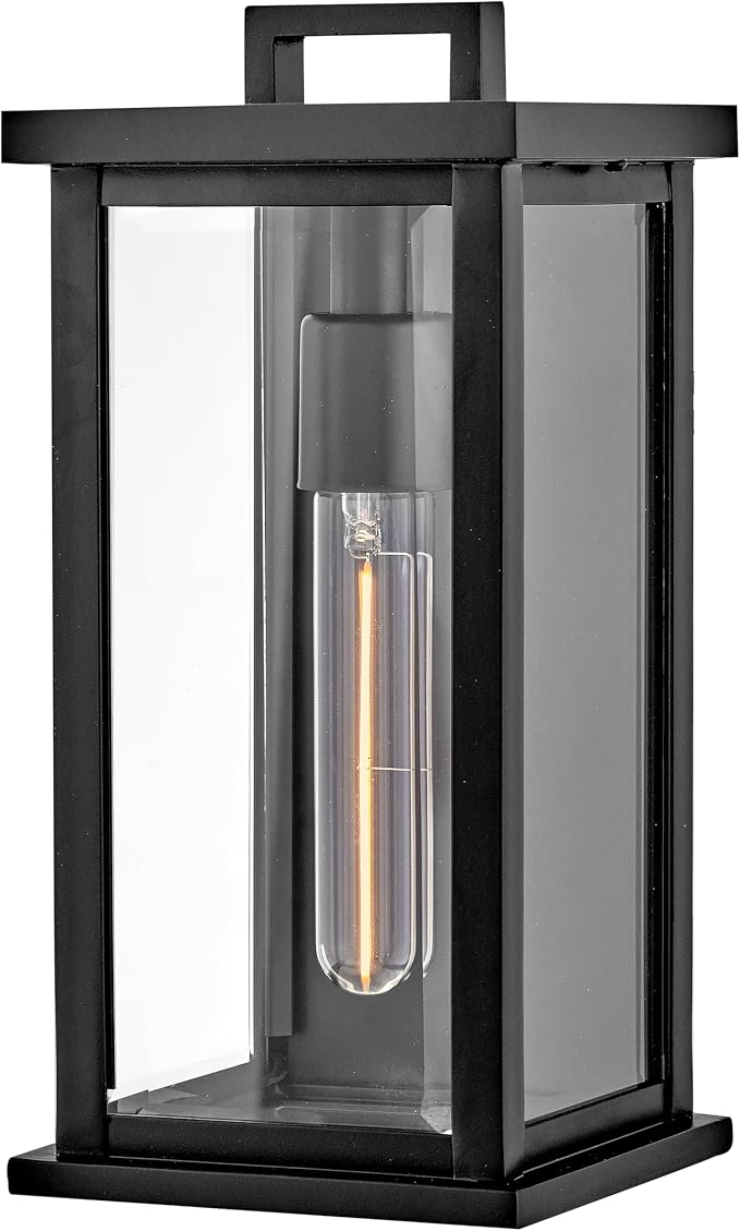 Hinkley Weymouth Small Outdoor Wall Mount Rectangle Lantern, Black