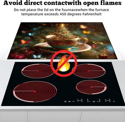 Christmas Multi-Design Stove Cover for Glass/Electric Stoves - 3-in-1 Heat-Resistant Protector Mat, Non-Slip Drying Rack 28"x20"