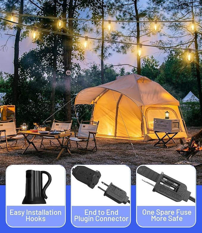 REEMEER 120FT Outdoor String Lights, Ultra Long Waterproof 30+2 Shatterproof Bulbs Led Outside Patio Lights for Porch Deck Garden Backyard Balcony Wedding Party Decor