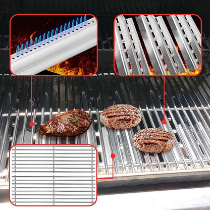 Grill Part for Broil King Sovereign 9868-54 9864-54 9868-84 9868-87 9868-57 | For broil king 9868-54 grill replacement parts & signet 320/Sovereign 70, 90, 20, 2 grates+3 plates+3 burners,stainless steel