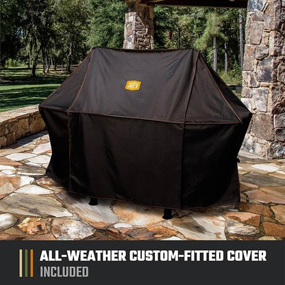 Oklahoma Joe's Firecraft Series Modular Open Fire Barrel Charcoal Grill with 480 sq. in. Cooking Area in Black & Custom-Fit Cover Bundle