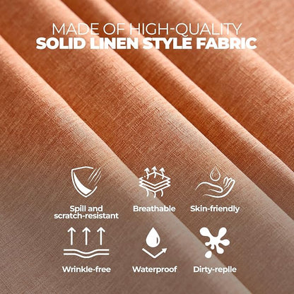 Decorelia Fall Farmhouse Round Table Cloth for Indoor/Outdoor, Harvest Thanksgiving Faux Linen Washable Tablecloth Cover for Party Dining & Kitchen Table Decor (60 Inch,Round (2-4 Seats), Orange)
