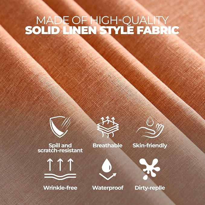 Decorelia Fall Farmhouse Round Table Cloth for Indoor/Outdoor, Harvest Thanksgiving Faux Linen Washable Tablecloth Cover for Party Dining & Kitchen Table Decor (70 Inch,Round (2-4 Seats), Orange)