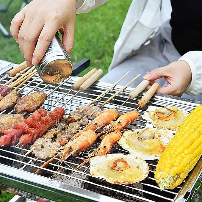 Portable Charcoal Grill for Camping BBQ, Outdoor Barbecue Grill Stainless Steel Folding Rack, Ideal Charcoal Grills BBQ for Travel & Picnic, Camping Grill for 3-5 People,A-A