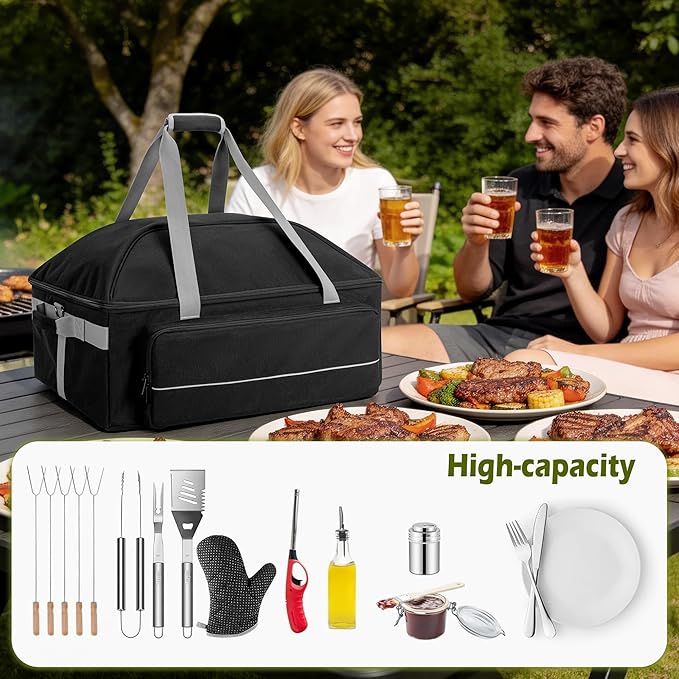 HODRANT Grill Carry Bag Compatible with Char-Broil Grill2Go X200 Portable Propane Gas Grill, Portable BBQ Cover with Secure Straps & Shoulder Strap, Barbecue Carrying Case for Grilling Tools, Bag Only