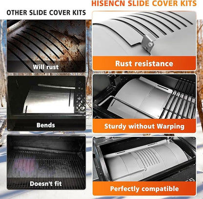 Flame Broiler Kit for Pit Boss Pellet Grills 1600/1150/1000/850/820/700, Heavy-Duty Flame Broiler Cover Kit, Main Plate Slider, Slide Adjust 23-32 Inches, Replacement Parts for Pit Boss Smoker