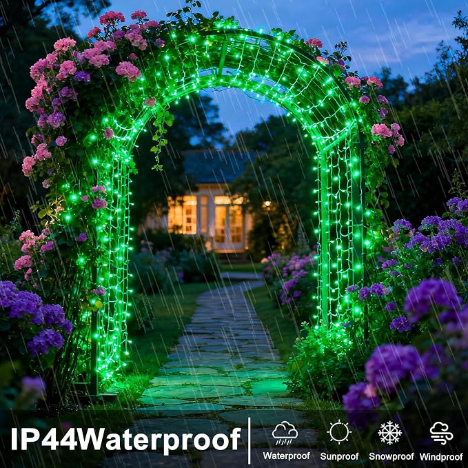 82FT 250 LED Outdoor String Lights, Green Christmas String Lights Indoor | Plug in Waterproof 8 Modes Clear Wire Twinkle Fairy Lights for Bedroom Outside Patio Yard Xmas Party Holiday Decorations