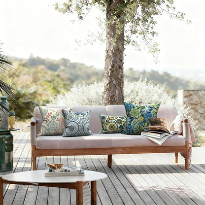 LVTXIII Outdoor Pillow Covers 20x20 Inch, 2 Pack Large Square Throw Pillow Cases, Fade-Resistant Cushion Covers for Patio Furniture Sofa, Garden Porch, Bohemian Azure