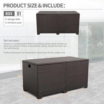 Lviden 180 Gallon Deck Storage Box Outdoor Storage Box Large Patio Storage Bin with Waterproof Lining Bag Cushion Storage Bin Outdoor, Brown