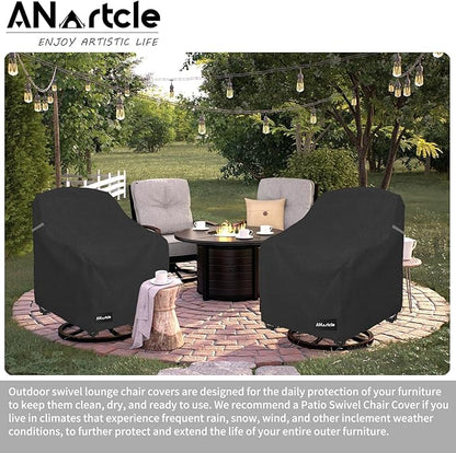 ANartcle Swivel Patio Chair Cover 4 Pack,600D Waterproof Heavy Duty Outdoor Chair Cover(30 W x 34 D x 36 H inches),Patio Furniture Covers,Outdoor Furniture Covers Waterproof,Black