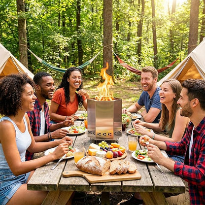 Tabletop Fire Pit, 8.0 x 5.5 in Smokeless Fire Pit with Stand,Small Portable Burning Table Top Firepit Fueled by Wood & Pellet,Low Smoke Camping Stove for Outdoor Patio & Indoor with Carry Bag