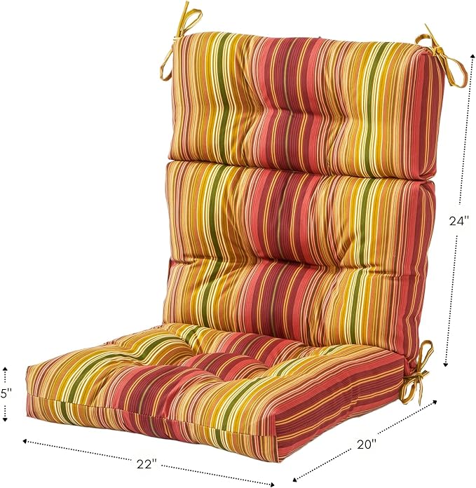 Greendale Home Fashions Outdoor 44x22-inch High Back Chair Cushions (Set of 2), Cinnamon Stripe