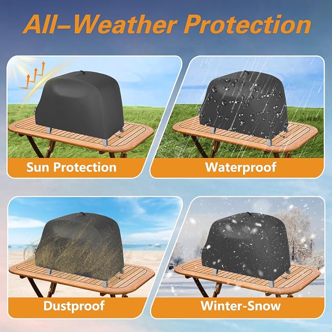 EVRBUL Pizza Oven Grill Cover Outdoor Waterproof 420D Pizza Oven Cover Compatible with Cuisinart CGG-403 3-in-1 Grill, Griddle and Pizza Oven 27.6" L x 21.2" W x 17.5" H
