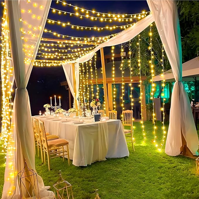 KNONEW 197FT 500 LED Christmas Lights Outdoor String Lights 8 Modes & Memory Fairy Light Plug in Waterproof LED String Lights for Xmas Yard Tree Wedding Party Holiday Decorations (Warm White)