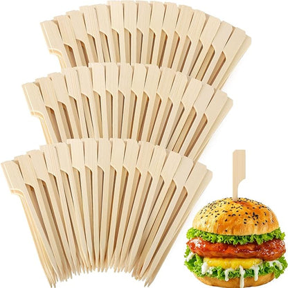 FATLODA [1200PCS] 4.7 Inches Cocktail Picks Bamboo Skewers For Appetizers, Paddle Wooden Skewers, Fancy Flat Toothpicks For Appetizers Party Sandwich Fruit Charcuterie