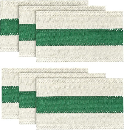 Artoid Mode Dark Green Farmhouse Rustic Placemats Set of 6,12x18 Inch Seasonal Holiday Hollow Table Mats Party Kitchen Dining Decoration