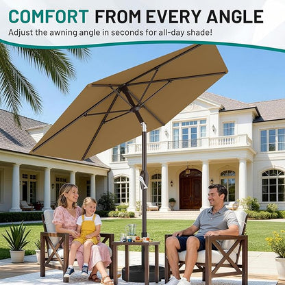 AreShark 7.5FT Patio Umbrella Table Market Umbrella w/Tilt and Crank, Heavy-Duty Outdoor Umbrellas for Pool, Deck, Garden and Backyard, Khaki