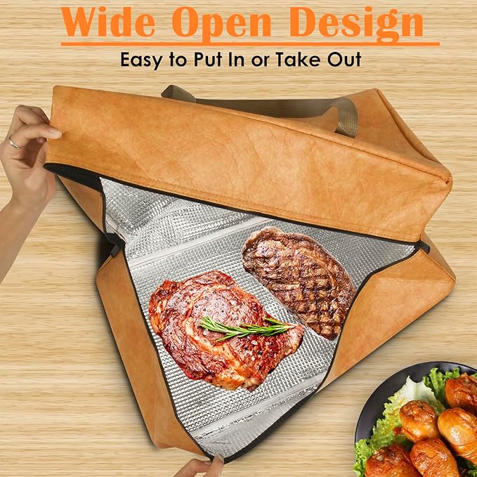BBQ Blanket for Resting Meat, Insulated Brisket Resting Blanket for Smoking, Reusable BBQ Meat Resting Bag with Handle Strap & Wide Mouth for Large Briskets/Pork Shoulders/Turkeys (18in)