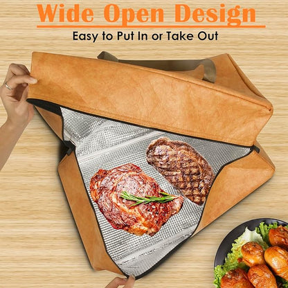 BBQ Blanket for Resting Meat, Insulated Brisket Resting Blanket for Smoking, Reusable BBQ Meat Resting Bag with Handle Strap & Wide Mouth for Large Briskets/Pork Shoulders/Turkeys (18in)