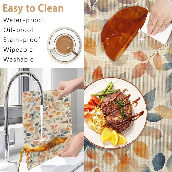 Placemats Set of 6,Autumn Leaves Table Mats,Fall Colorful Washable Linen Table Mats,Non-Slip Heat Resistant Placemats for Party Kitchen Dining Indoor Outdoor 12"x18"