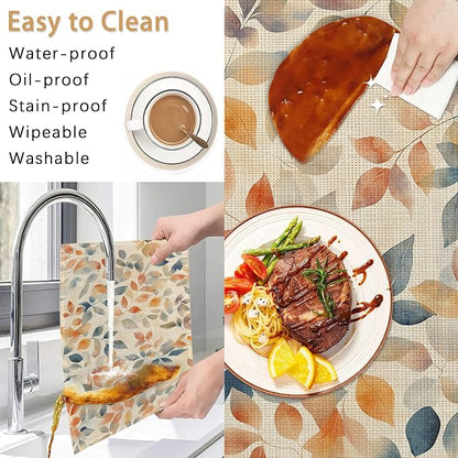 Placemats Set of 6,Autumn Leaves Table Mats,Fall Colorful Washable Linen Table Mats,Non-Slip Heat Resistant Placemats for Party Kitchen Dining Indoor Outdoor 12"x18"