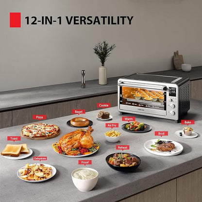TOSHIBA ChefFry Air Fryer Toaster Oven Combo, 26.4-Quart, Stainless Steel | Bake, Broil, Pizza & Dehydrate, with Toast