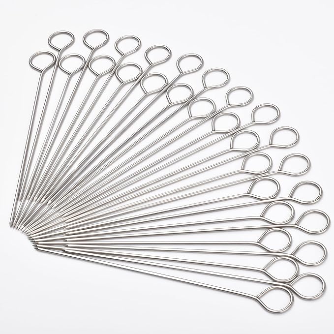 30 pcs 6 inches Turkey Lacers for Trussing Turkey,Stainless Steel Skewers Turkey Pins for Trussing Turkey and Poultry