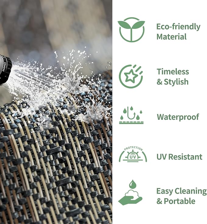 GENIMO Outdoor Rug, Waterproof Plastic Rugs for Patio, 5'x8' Ebony Brown | Outside Larger Modern Carpet Mat for Porch Decor, Deck, Balcony, Camping, RV, Backyard, Picnic, Beach, Reversible, Foldable