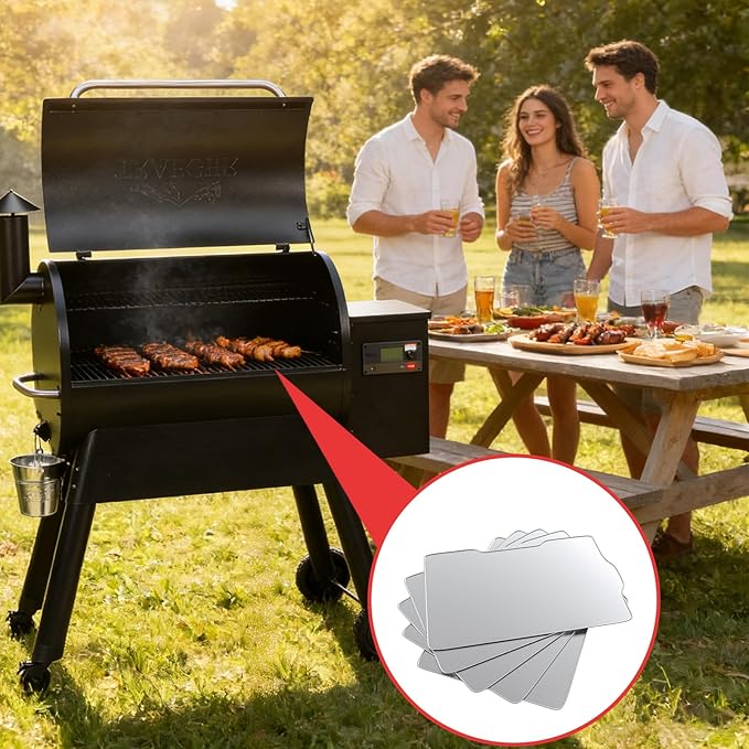 6 Packs BAC520 Drip Tray Liners for Traeger Pro 780 Pellet Smoker Grill, Heat-Resistant Foil Liners for Traeger Pro 780 Grill Accessories, Aluminum Tray for Catching Grease 27" x 15 3/8 "