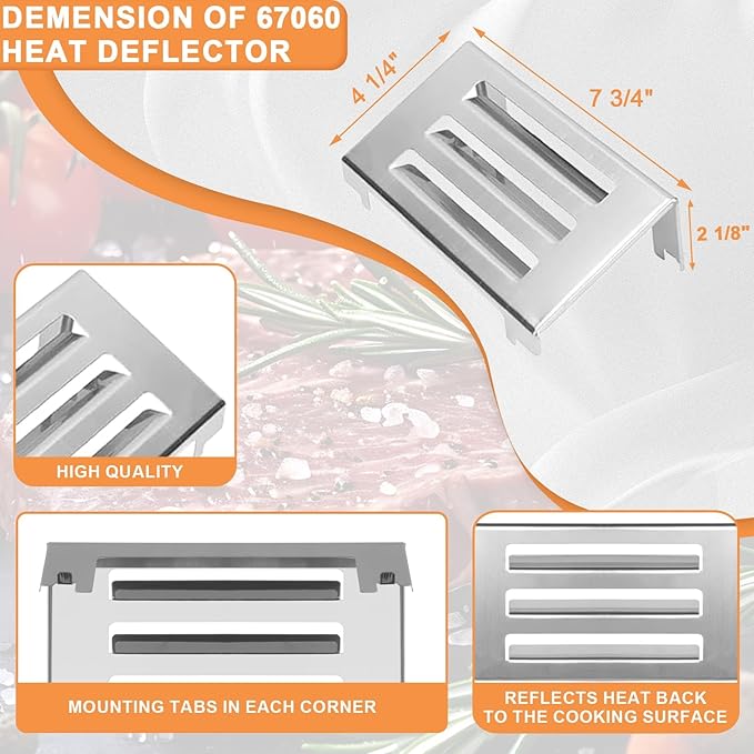 Grill Replacement Parts for Weber Spirit 2 Grill Parts GS4 Spirit II E310 E320 S310 S320 Parts for Weber GS4 Spirit 2 Burner Tube 67025 67103 69787 & Weber Heat Deflector 67060, Crossover Burner 67279