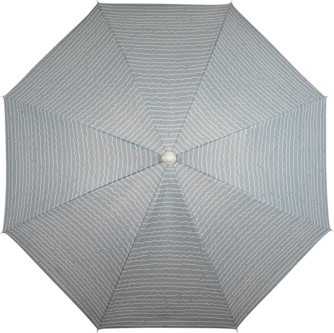 PICNIC TIME 5.5 Ft Portable Beach Umbrella, Lightweight UV Protection Sunshade with Tilt Pole & Carry Bag, Outdoor Canopy Umbrella for Beach, Sand, Pool, Patio, Camping, Travel, or Backyard Shade, (Wave Break Gray Pattern)