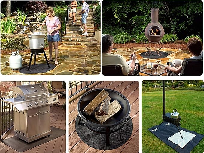 Fasmov 30 x 48 inches Under Grill Mat, Reusable Outdoor Floor Mat, Under Grill Floor Mats to Protect Deck, BBQ Pad for Under BBQ, Absorbent Oil Pad Protector for Decks and Patios