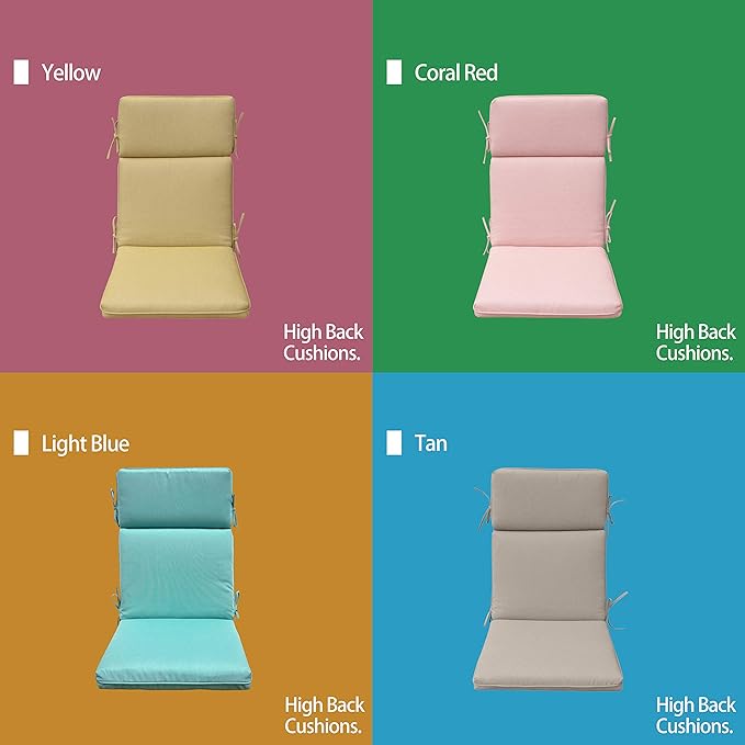 Indoor Outdoor High Back Chair Cushions Replacement Patio Chair Seat Cushions Set of 4 ( Mixed Coral/White)
