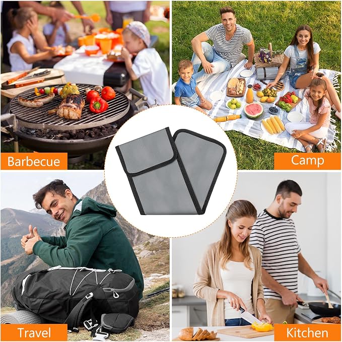 Oxford Cloth Skewer Container Bag Portable Waterproof BBQ Skewer Storage for Outdoor Grilling and Camping Utensils