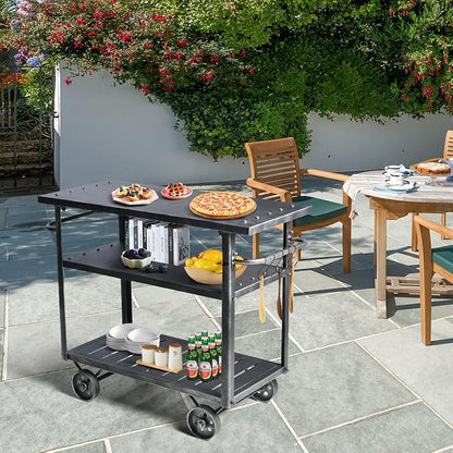 Industrial 3 Tier Rolling Utility Storage Cart Wine Beverage, Metal Wine Rack with Wheels Kitchen Bar Dining Room Tea Wine, Serving Cart