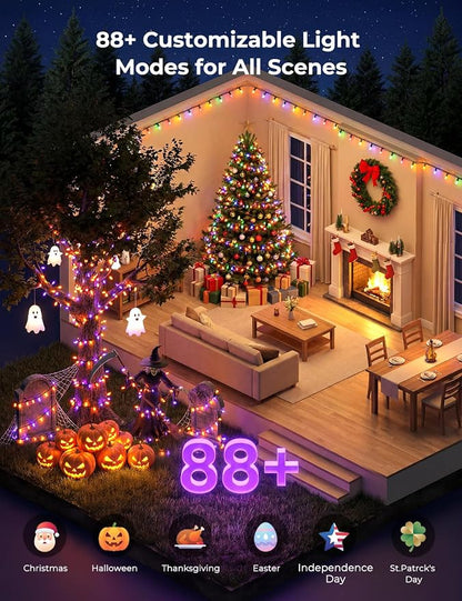 Minetom LED Color Changing Smart RGB Christmas Tree Lights, 33ft 100LED String Lights, 16 Milion Adjustable Colors Fairy Lights with Remote & Timer & Memory Function for Xmas Tree Holiday Party