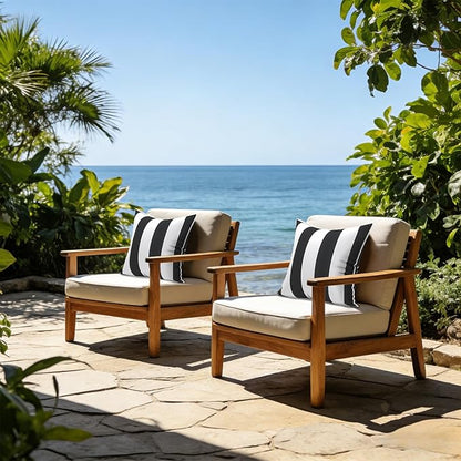 LVTXIII Outdoor Pillow Covers Set of 2, Patio Waterproof Throw Pillow Cases Fade Resistant Accent Pillow Covers for Spring Summer Garden Decoration, 20x20 Inch, Cabana Black