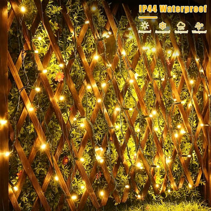 YEGUO Solar String Lights Outdoor Waterproof, 2 Packs Each 33ft 100 LED Warm White Lights, 8 Modes Twinkle Light for Christmas Tree Outside Garden Yard Xmas Decor