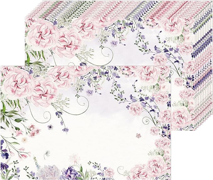 Paper Placemats Disposable 50 Pack Watercolor Flower Disposable Placemats 16x 11 Inch Summer Paper Table Mats for Home Kitchen Dining Table Decoration Wedding Party Supplies