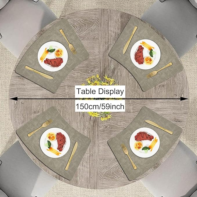 Round Table Placemats Set of 4, Faux Leather Wedge Shape Place Mats Heat Resistant Wipeable Washable Table Mats, Heavy Duty Kitchen Dining Mats(Light green)