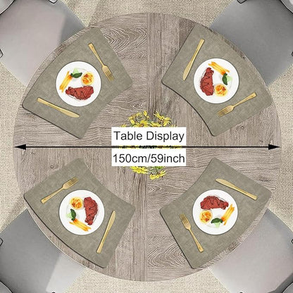 Round Table Placemats Set of 4, Faux Leather Wedge Shape Place Mats Heat Resistant Wipeable Washable Table Mats, Heavy Duty Kitchen Dining Mats(Light green)