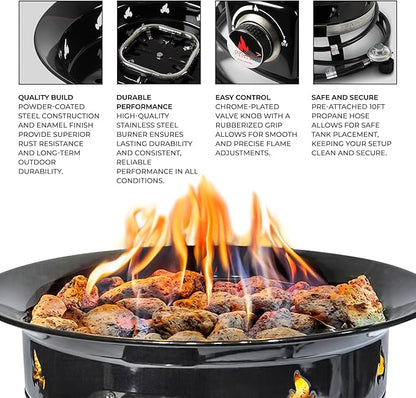 Outland Living Portable Propane Fire Pit, 19-inch, 58,000 BTU Smokeless Gas Firebowl | Perfect for Camping, Patio, Backyard, Tailgating, Deck, RV| Black 823 Standard