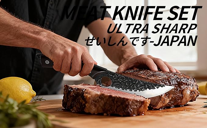Butcher Knife, Hand Forged Serbian Chef Knife & Meat Cleaver & Viking Knife, Food Cutting Kitchen Knife for Home, Outdoor Cooking, Camping BBQ Gift for Men